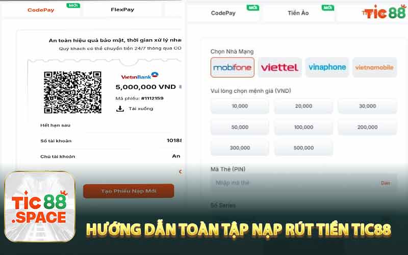 Hướng Dẫn Toàn Tập Nạp Rút Tiền Tic88